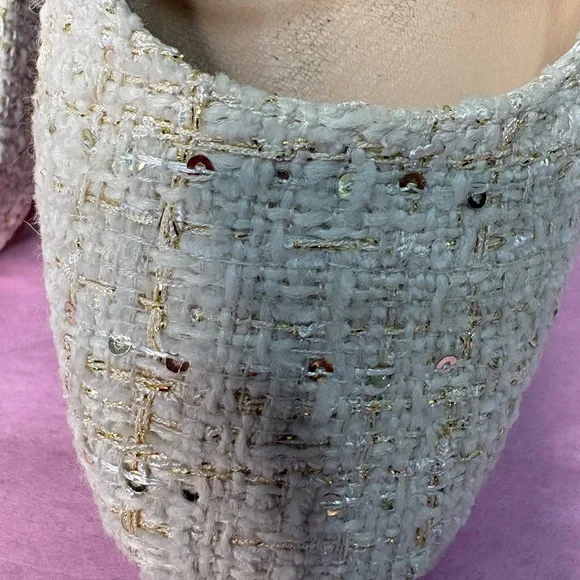 Tahari Cream Textured Flats with Buckle - Picture 9 of 10